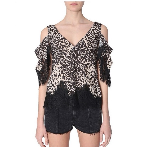 Mcq Alexander Mcqueen Cyber Monday Sale Lace-Trimmed Leopard-Print Top Nwt
